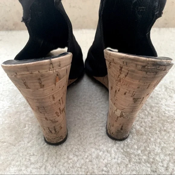 Donald J Pliner Black Mesh Cork Wedge Sandals - Picture 8 of 13